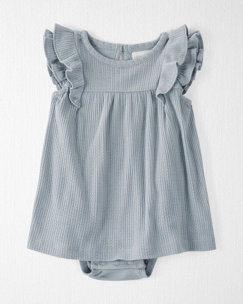 Baby Pointelle-Knit Bodysuit Dress Made with Organic Cotton in Slate, image 1 of 5 slides