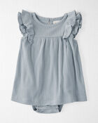 Baby Pointelle-Knit Bodysuit Dress Made with Organic Cotton in Slate, image 1 of 5 slides