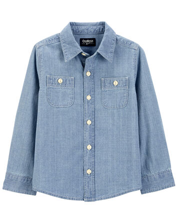 Chambray Button-Front Shirt, 