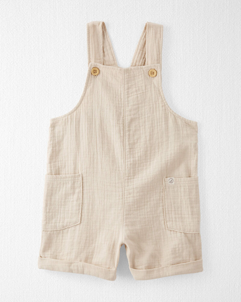 Toddler Organic Cotton Gauze Shortalls in Cream
, image 1 of 5 slides