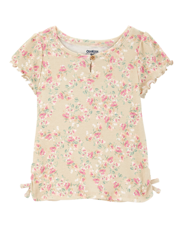 Baby Short-Sleeve Cotton Rib Floral Top, 