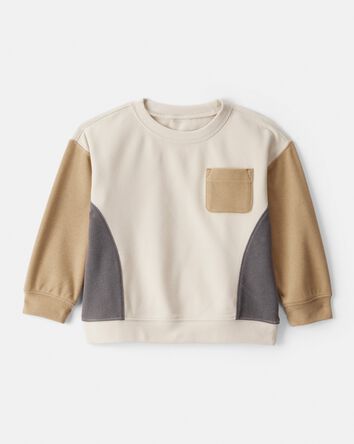 Toddler Boy Colorblock Long-Sleeve Pullover Sweatshirt- Tan, 