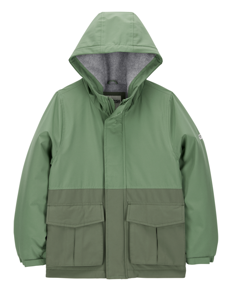 Boys Midweight Color Block Jacket - Green, image 1 of 3 slides