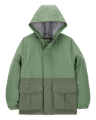 Boys Midweight Color Block Jacket - Green, image 1 of 3 slides