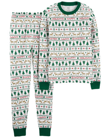 Adult 2-Piece Fair Isle 100% Snug Fit Cotton Pajamas, 