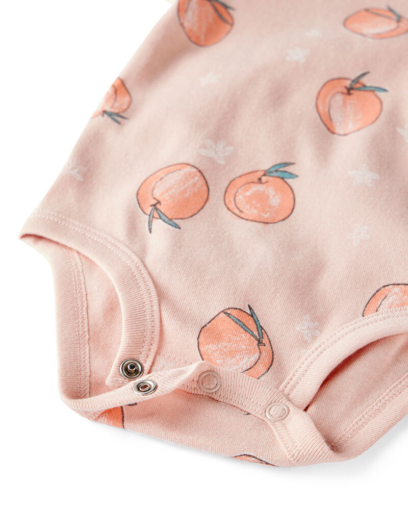 Baby Organic Cotton Bodysuit in Peach Print, image 2 of 5 slides