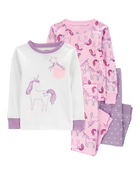 Baby 4-Piece Unicorn 100% Snug Fit Cotton Pajamas, image 1 of 4 slides