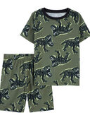 Green - Kid 2-Piece Dinosaur Loose Fit Pajama Set