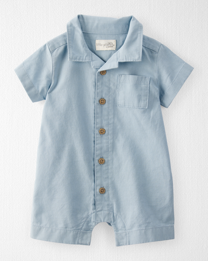 Baby Linen Romper Made with Organic Cotton, image 1 of 4 slides