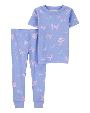 Toddler Girl 2-Piece Butterfly 100% Snug Fit Cotton Pajamas - Purple, 