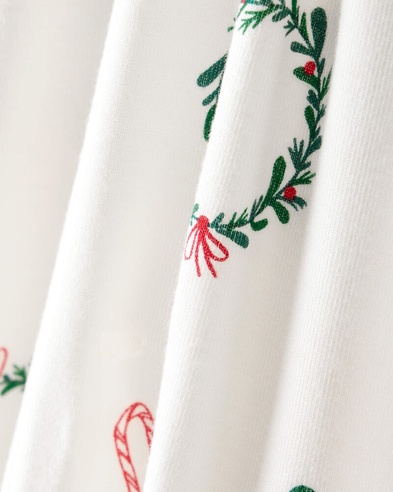 Baby Wreath Print PurelySoft Long-Sleeve Sleep & Play Pajamas - White, image 5 of 7 slides