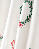 Baby Wreath Print PurelySoft Long-Sleeve Sleep & Play Pajamas - White, image 5 of 7 slides