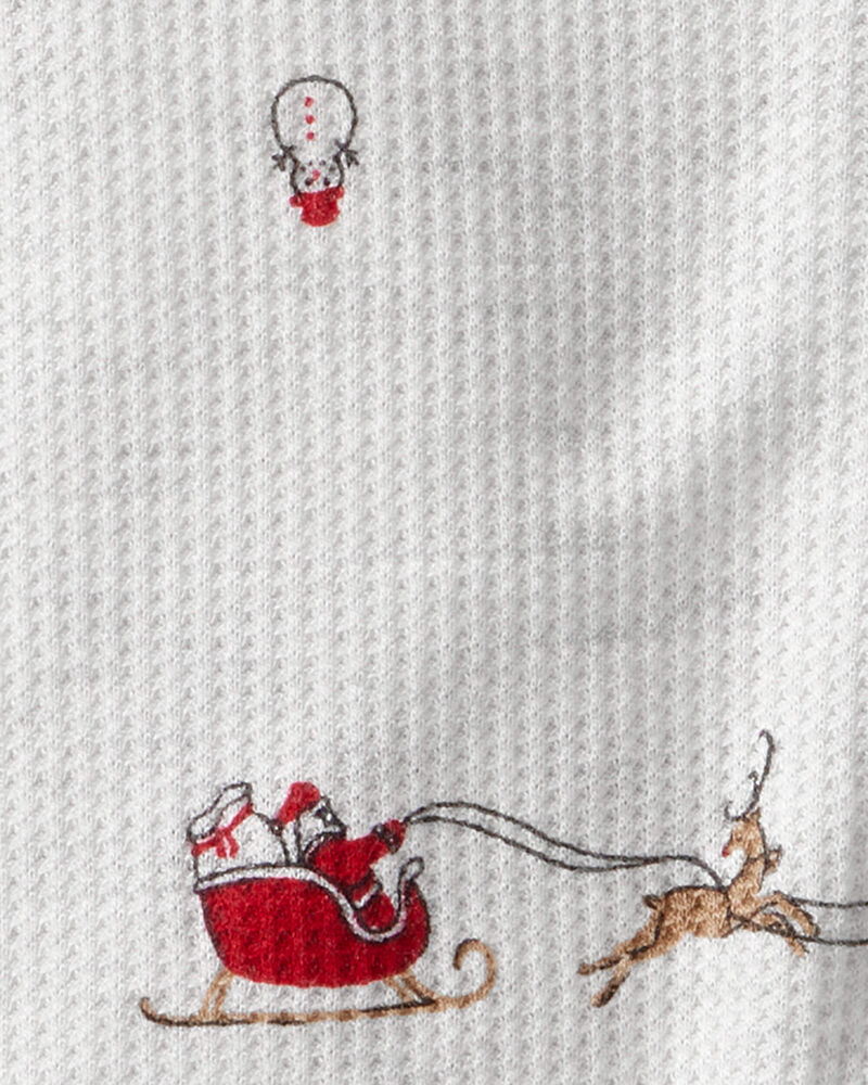 Baby Santa Print PurelySoft Long-Sleeve Sleep & Play Pajamas - Grey, image 4 of 7 slides
