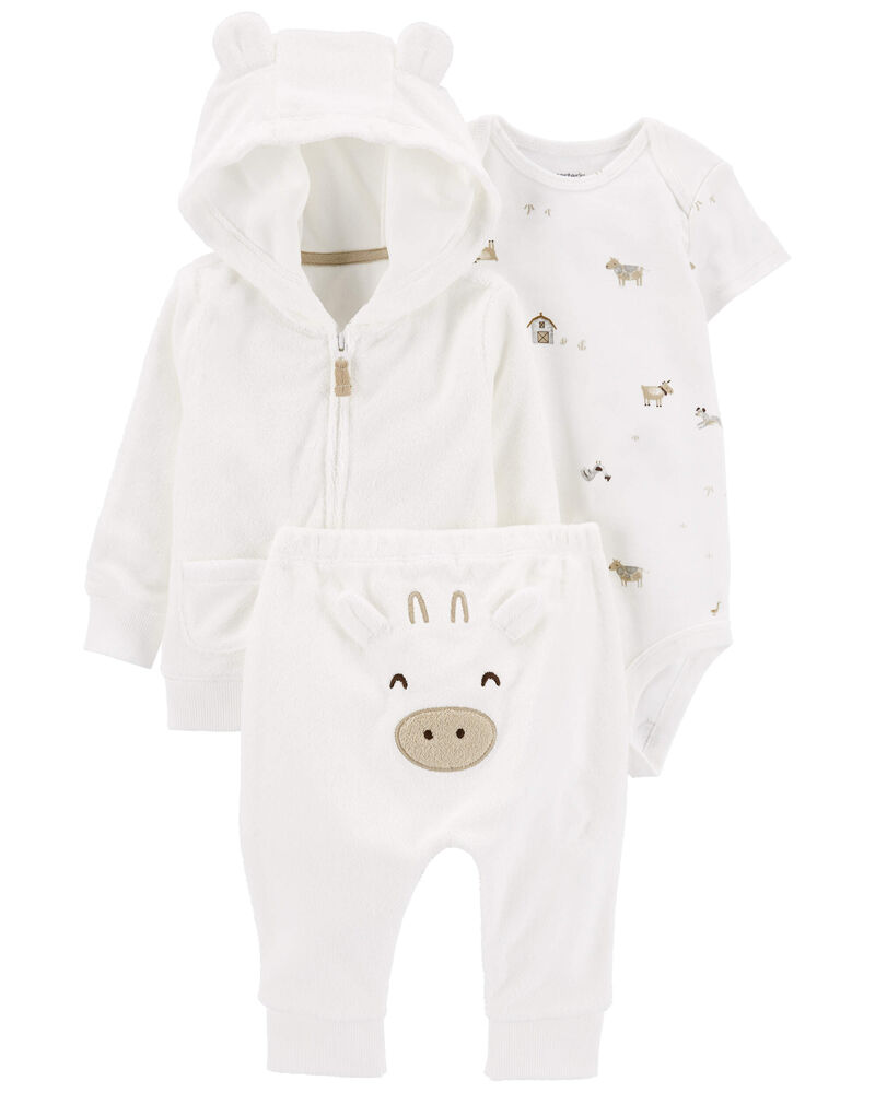 Baby 3-Piece Terry Little Cardigan Set, image 1 of 5 slides