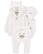 Baby 3-Piece Terry Little Cardigan Set, image 1 of 5 slides
