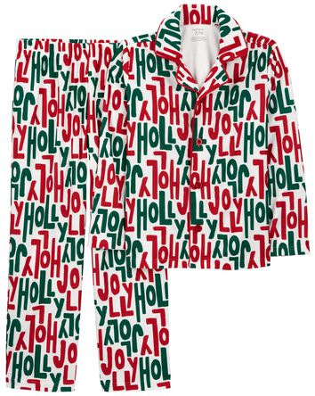 Kid 2-Piece Holly Jolly Fleece Coat Style Pajamas, 