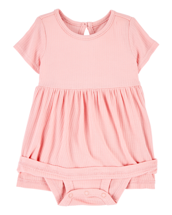 Baby Girl Solid PurelySoft Bodysuit Dress - Pink, 