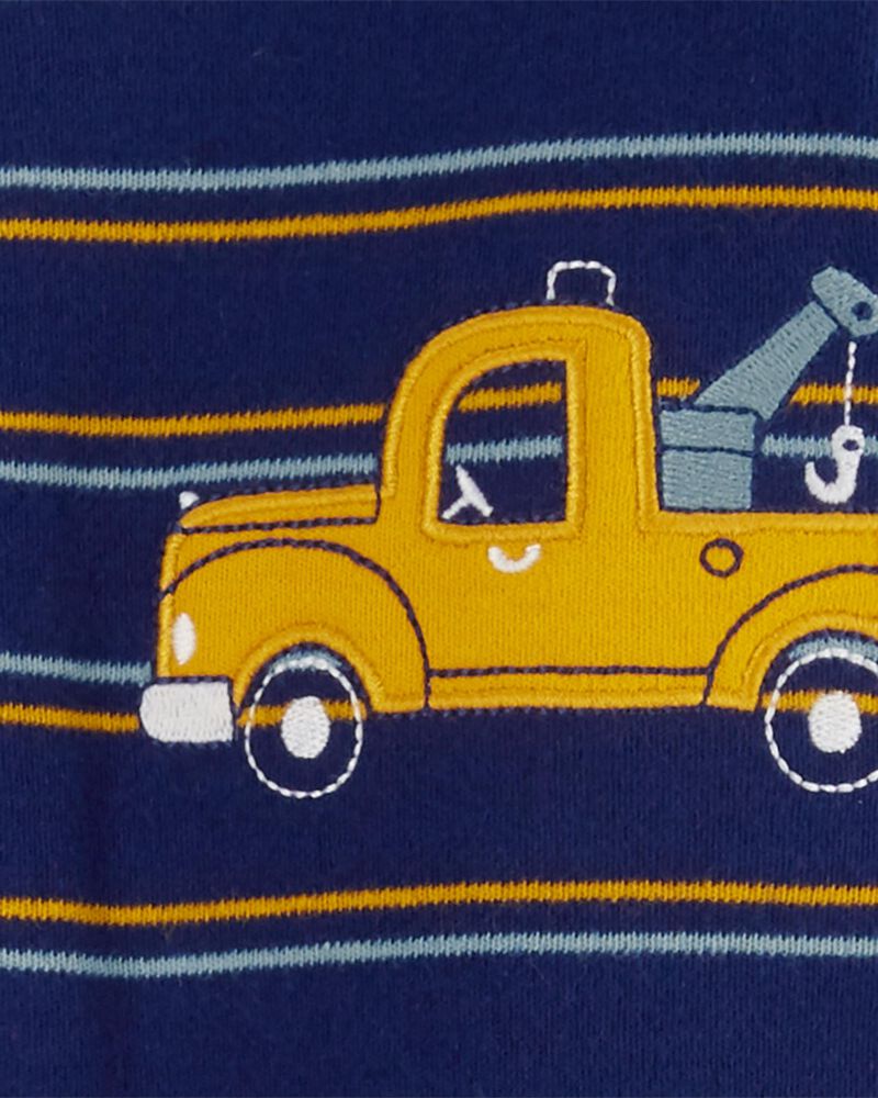 Baby Striped Truck 2-Way Zip Cotton Sleep & Play Pajamas, image 2 of 4 slides