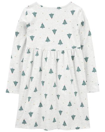 Kid Christmas Tree Jersey Dress, 