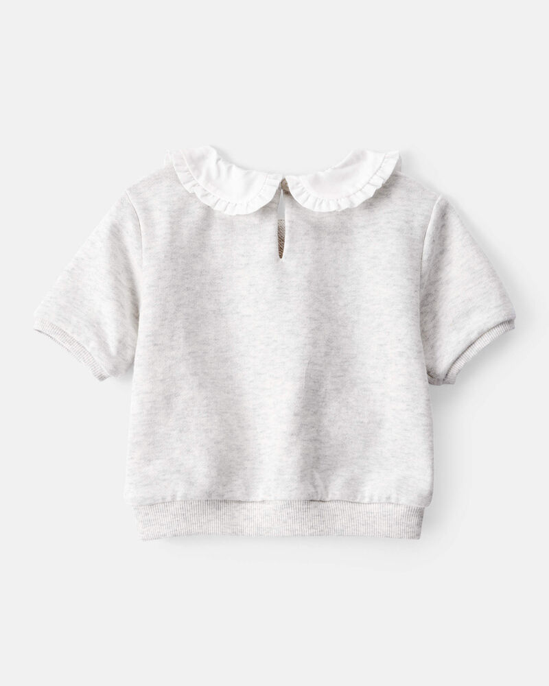 Baby Girl Life Is Sweet French Terry Short-Sleeve Top - Grey, image 3 of 5 slides