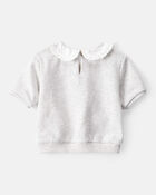 Baby Girl Life Is Sweet French Terry Short-Sleeve Top - Grey, image 3 of 5 slides