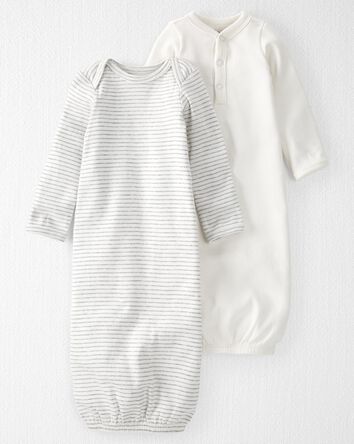 Baby 2-Pack Organic Cotton Rib Sleeper Gowns, 