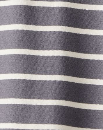 Baby Boy Striped Cotton Long-Sleeve Polo Jumpsuit - Grey/Ivory, 
