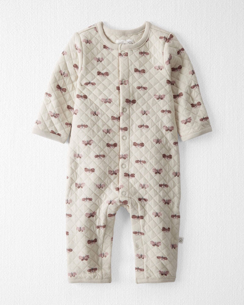 Baby Organic Cotton Quilted Double Knit Butterfly Jumpsuit, image 1 of 4 slides