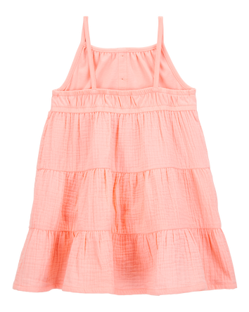 Toddler Textured Gauze Button-Front Dress - Pink, 