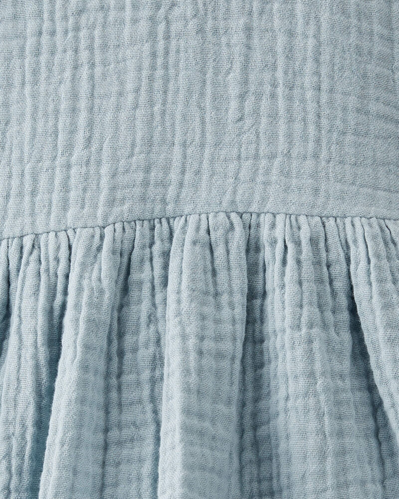 Baby Organic Cotton Gauze Dress in Blue, image 5 of 6 slides