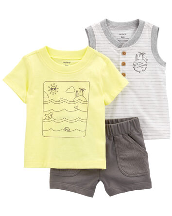 Baby 3-Piece Ocean Print Outfit Set, 