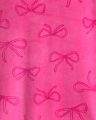 Girls Bow Print Velour Long-Sleeve Loose Fit 2-Piece Pajamas - Pink, image 2 of 3 slides