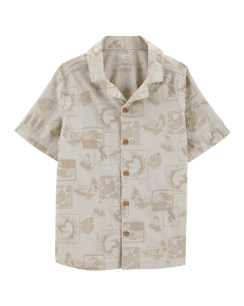Kid Safari Short-Sleeve Button-Down Shirt - Khaki, 