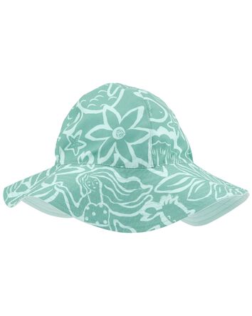 Toddler Ocean Print Reversible Swim Hat, 