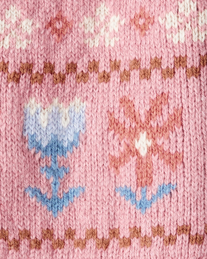 Baby Girl Fair Isle Long-Sleeve Sweater - Pink, image 2 of 3 slides