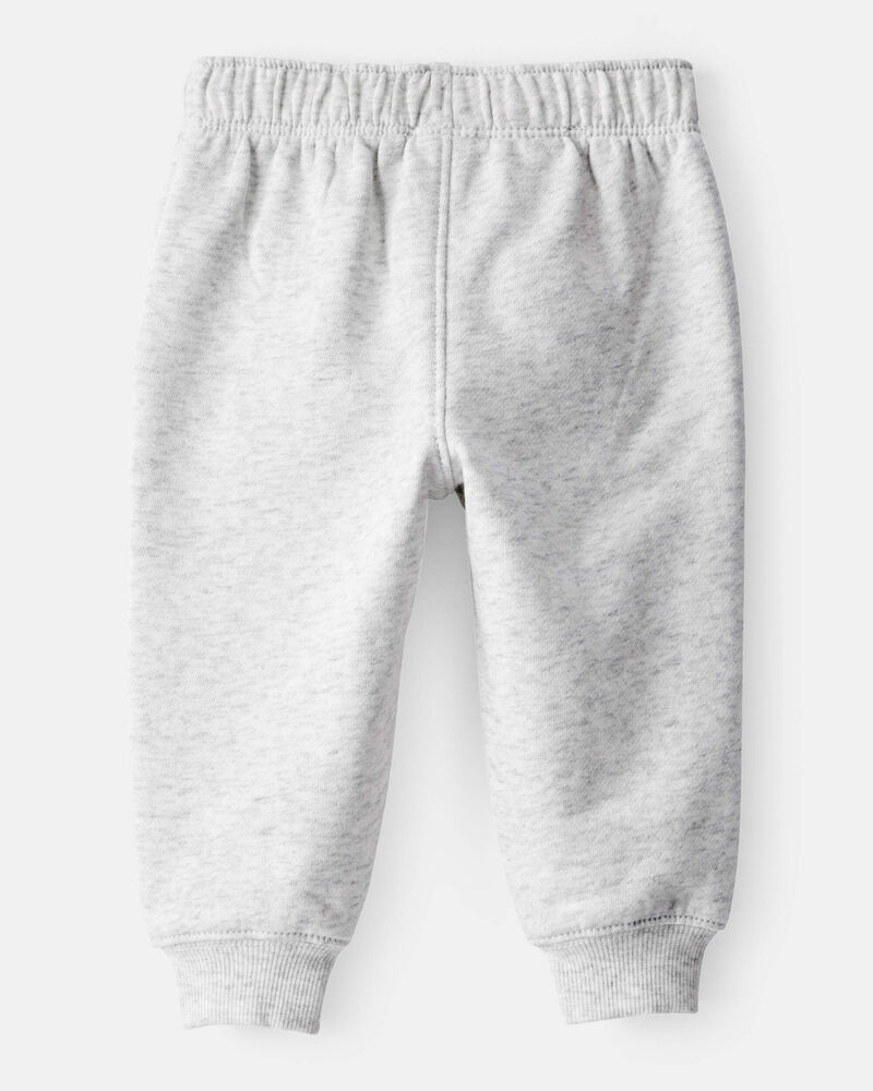 Baby Boy Solid Fleece Cotton Jogger - Grey, image 2 of 4 slides