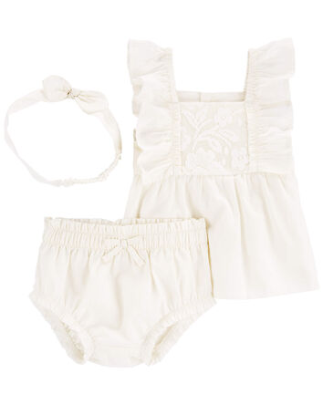Baby 3-Piece Lace Diaper Cover Set, 