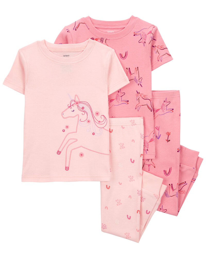 Toddler 4-Piece Unicorn 100% Snug Fit Cotton Pajamas, image 1 of 4 slides