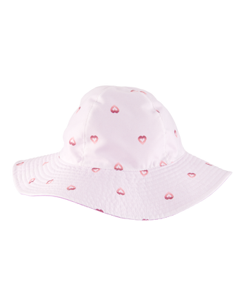 Toddler Girl Heart Print Reversible Swim Hat - Purple, 