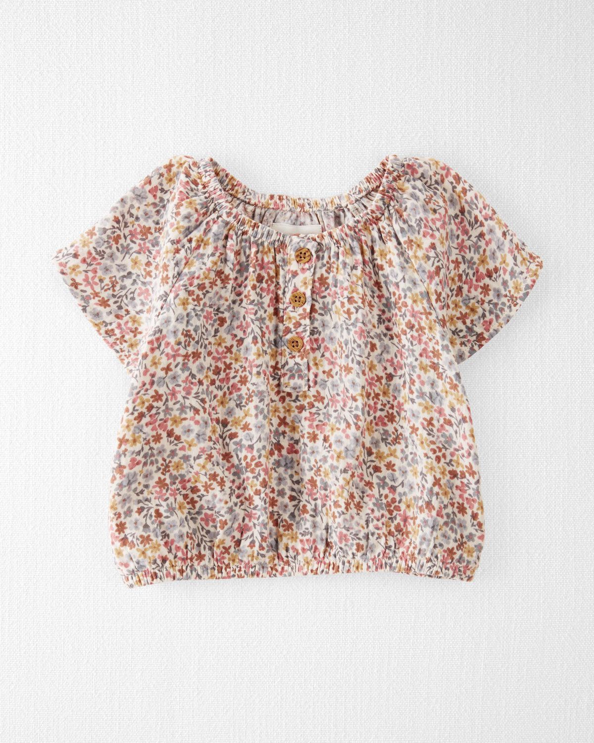 Wildflowers Toddler Floral Print Organic Cotton Gauze Cropped Top