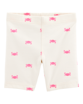 Toddler Crab Print Bike Shorts - Ivory, 