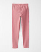 Kid Organic Cotton Rib Drawstring Leggings in Dark Blush, image 2 of 5 slides
