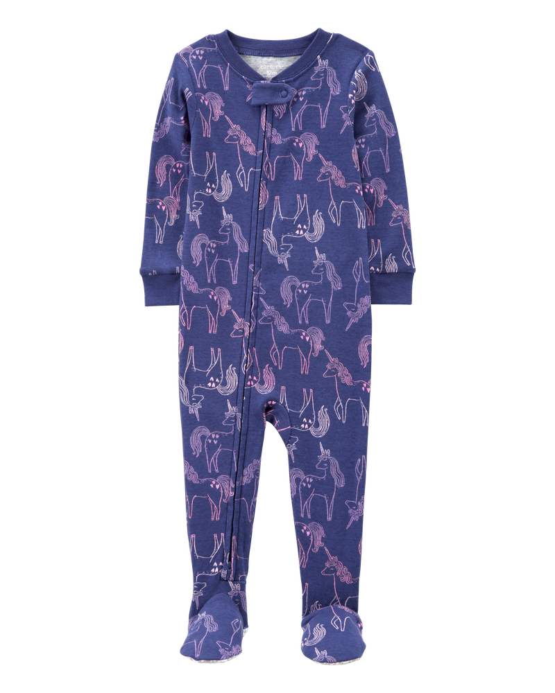 Baby 1-Piece Unicorn 100% Snug Fit Cotton Footie Pajamas, image 1 of 4 slides