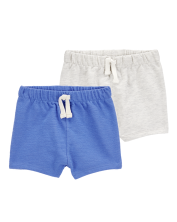Baby 2-Pack Pull-On Slub Jersey Shorts - Blue/Grey, 