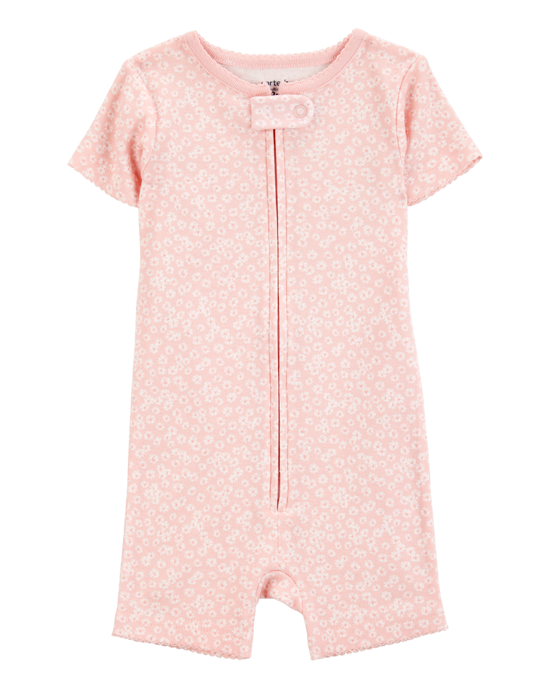 Toddler 1-Piece Floral 100% Snug Fit Cotton Romper PJs, image 1 of 3 slides