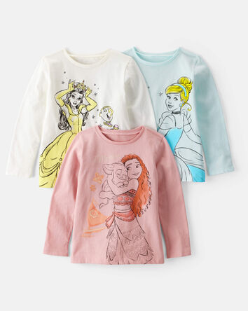 Girls 3-Pack Disney© Princess Long-Sleeve Graphic Tees, 