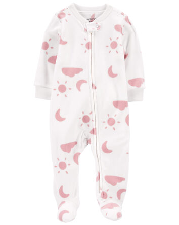 Baby Sky Print Fleece Zip-Up Footie Sleep & Play Pajamas, 