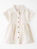 Cream - Baby Organic Cotton Button-Front Dress in Cream