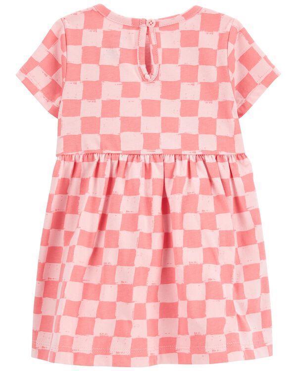 Pink Baby Checkered Jersey Dress