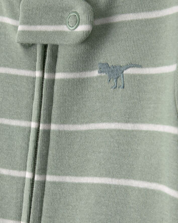 Baby 2-Pack Dinosaur Striped Snug Fit 1-Piece Pajama Set - Green/Cream, 